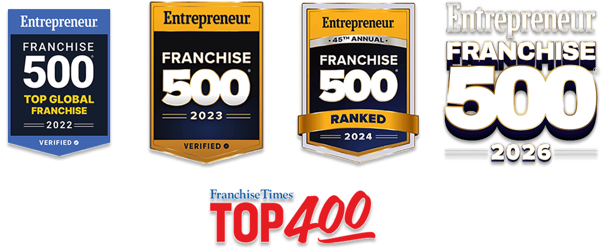 Entrepreneur FRANCHISE 500 · TOP GLOBAL FRANCHISE 수상 엠블럼
